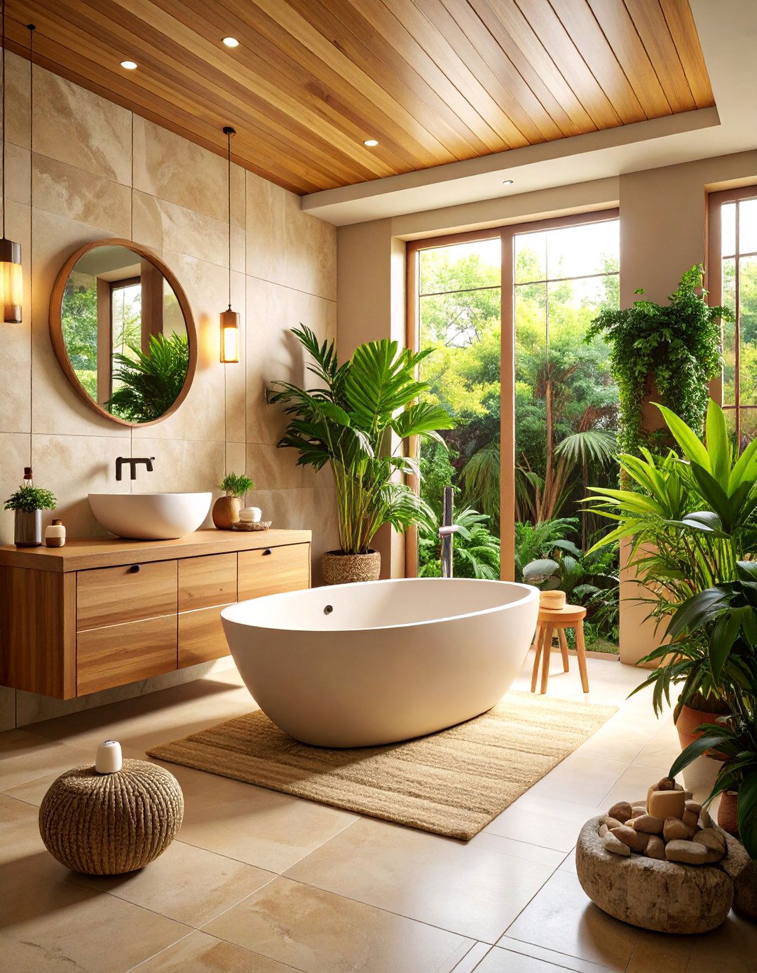 Earth Tone Bathroom with Warm Natural Palette - 25 Scandinavian Bathroom Ideas