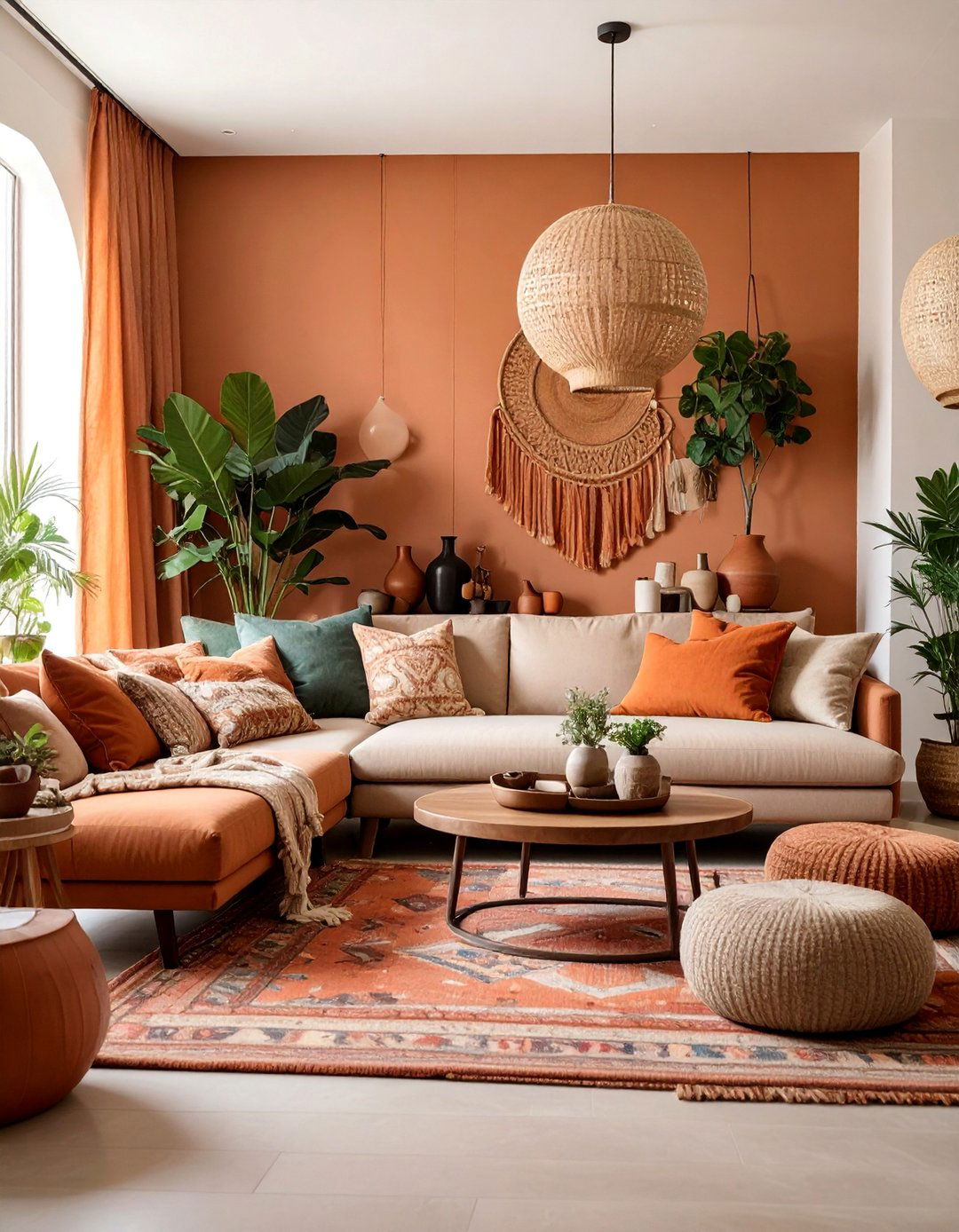 Earth Tone Living Room with Terracotta Color Scheme - 25 Modern Living Room Ideas