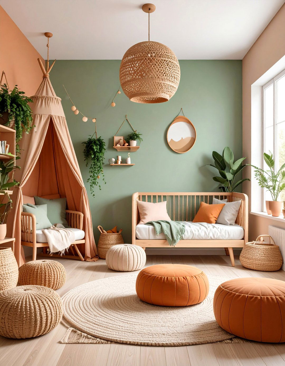 Earth Tone Montessori Nursery with Reading Nook - 25 montessori nursery ideas