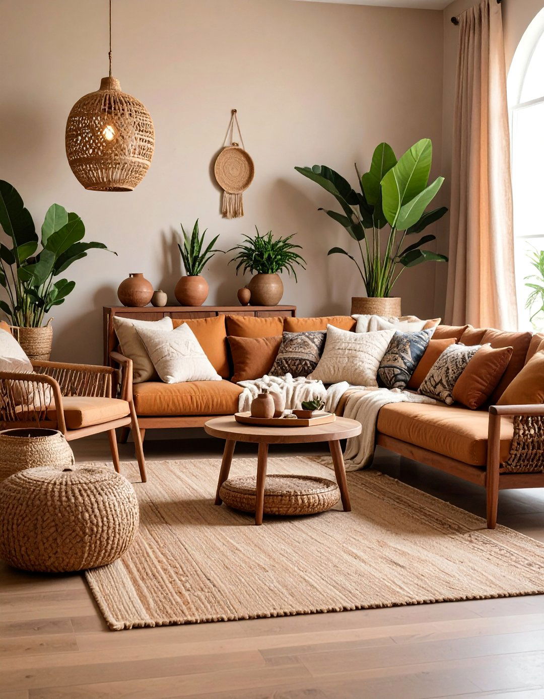 Earth Tone Serenity with Natural Palette - 25 Boho Living Room Ideas