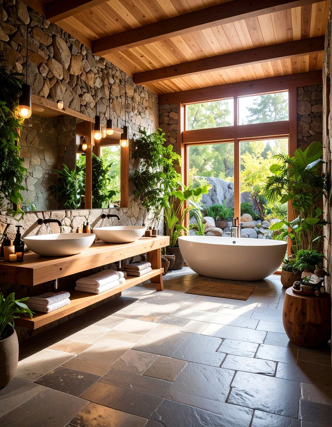 Earthy Natural Stone Retreat - 25 Ensuite Bathroom Ideas