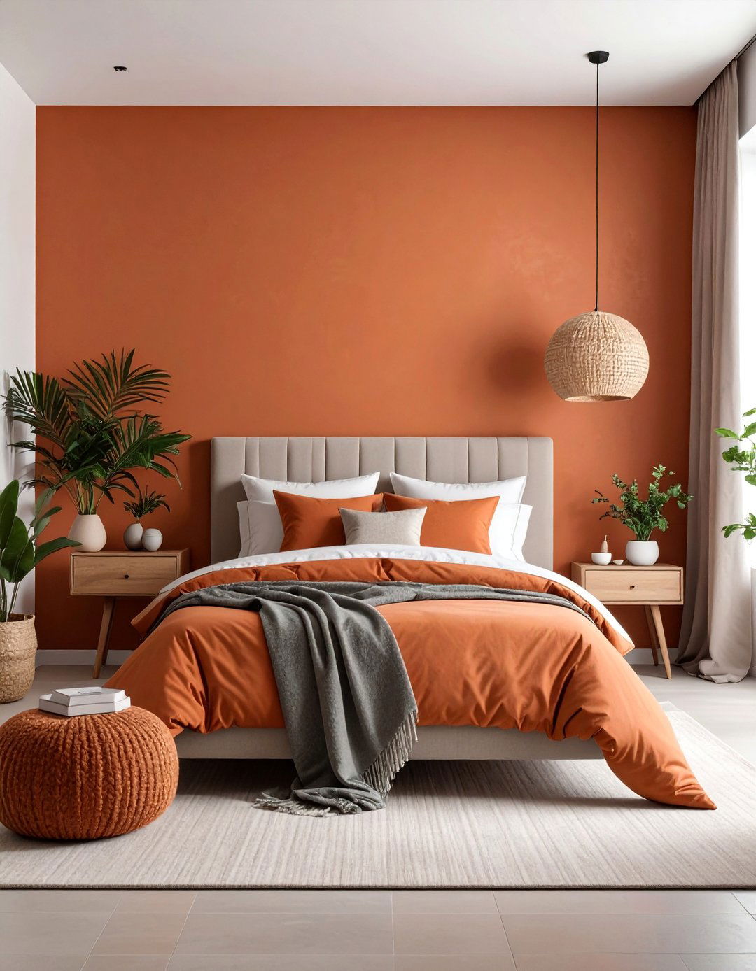 Earthy Terracotta Accent Wall with Natural Textures - 25 Wall Painting Ideas of Any Room