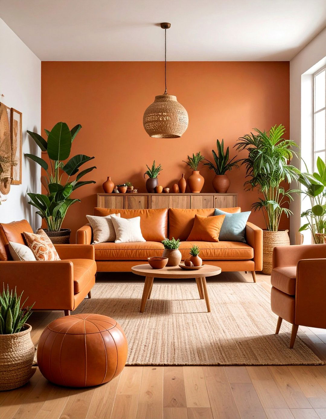 Earthy Terracotta and Warm Tones Living Room - 25 Organic Modern Living Room Design Ideas