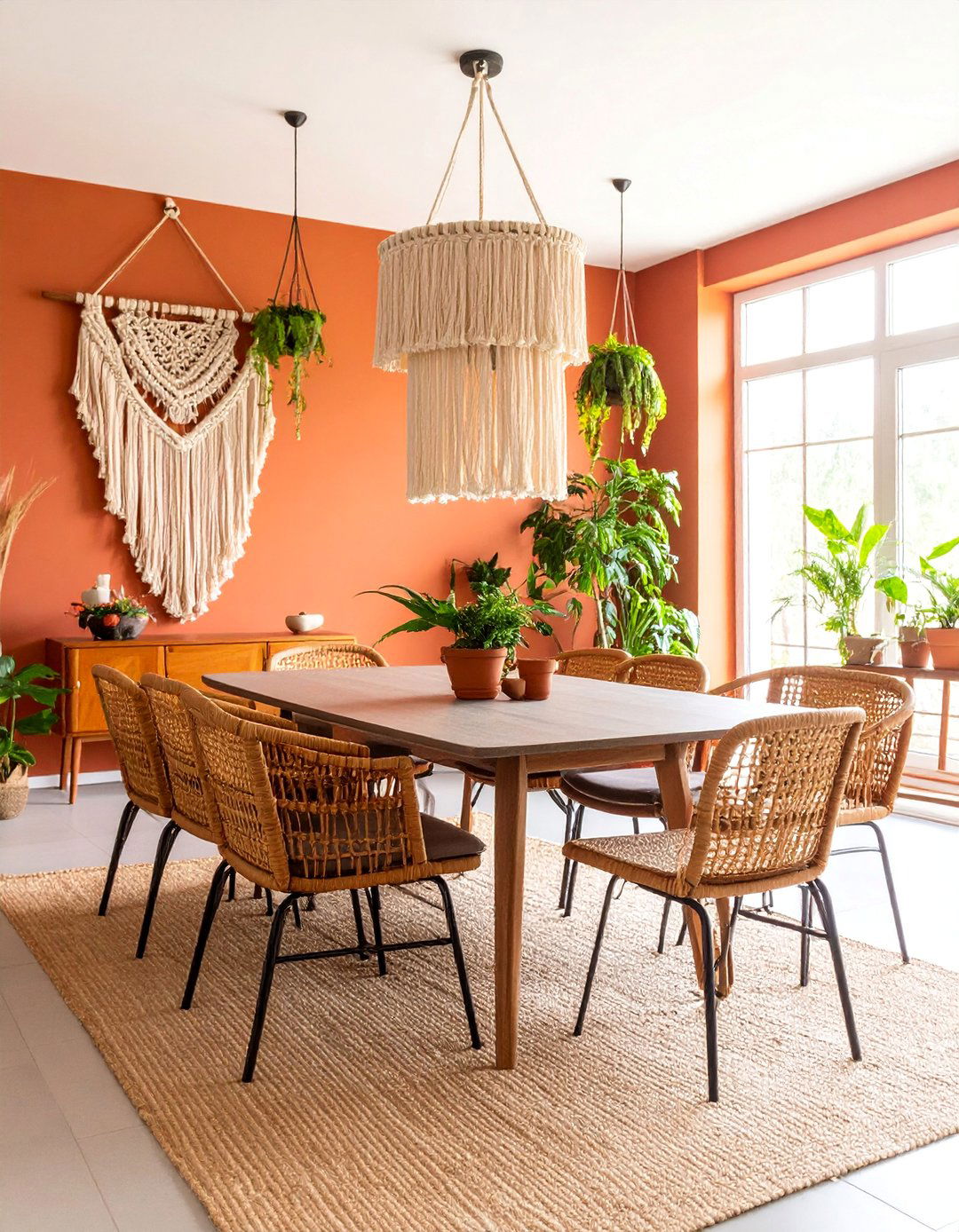 Earthy Tones s Dining Room with Macrame Accents - 25 70s Dining Room Design Ideas