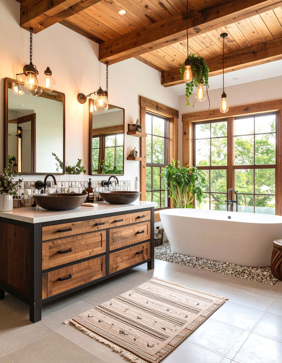 Eclectic Artisan Barndominium Bathroom with Handcrafted Elements - 25 Barndominium Bathroom Ideas