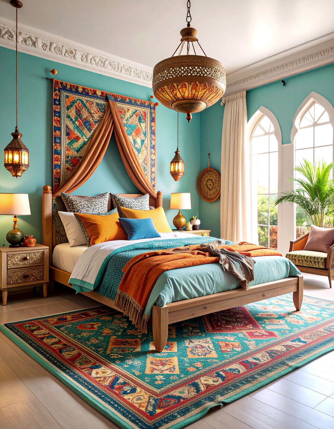 Eclectic Blue and Beige Global Bedroom - 25 blue and beige bedroom ideas