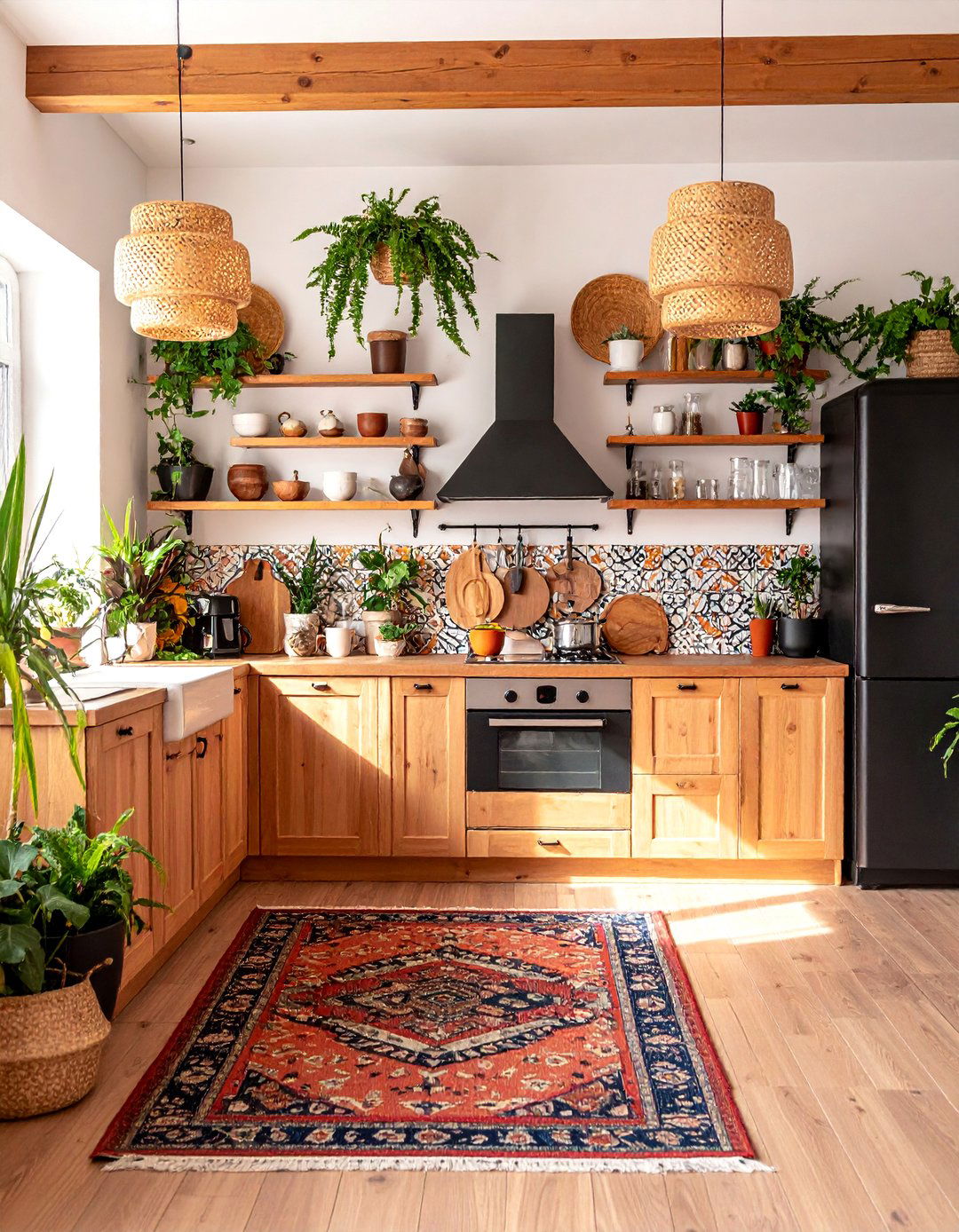 Eclectic Bohemian Black and Beige Kitchen - 25 black and beige kitchen ideas