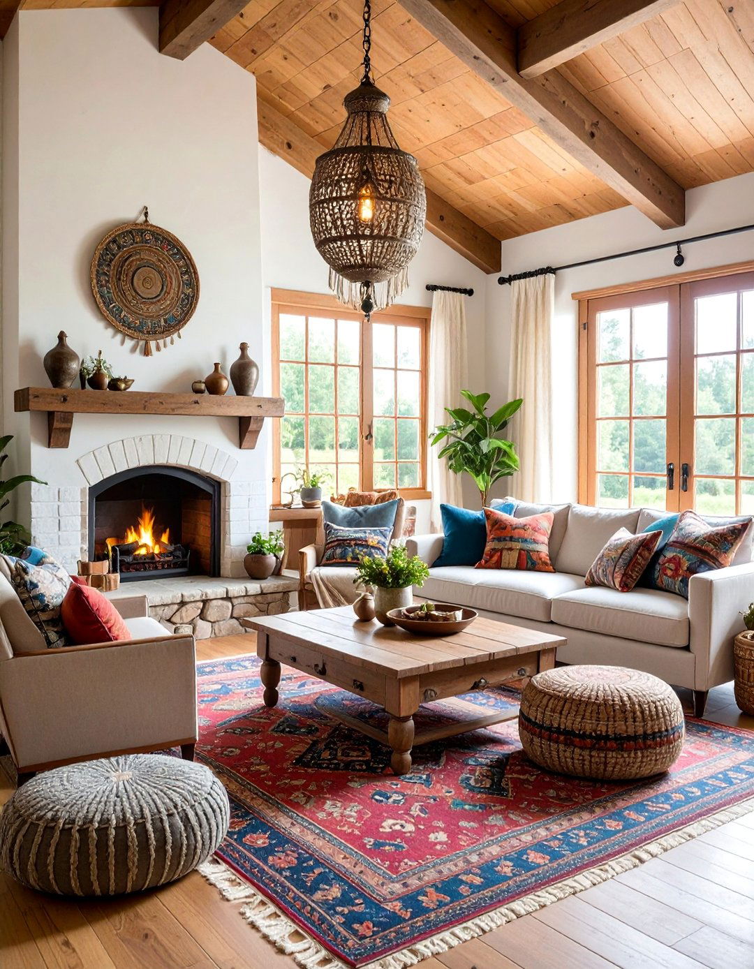 Eclectic Bohemian Cabin Living Room - 25 Cabin Living Room Ideas