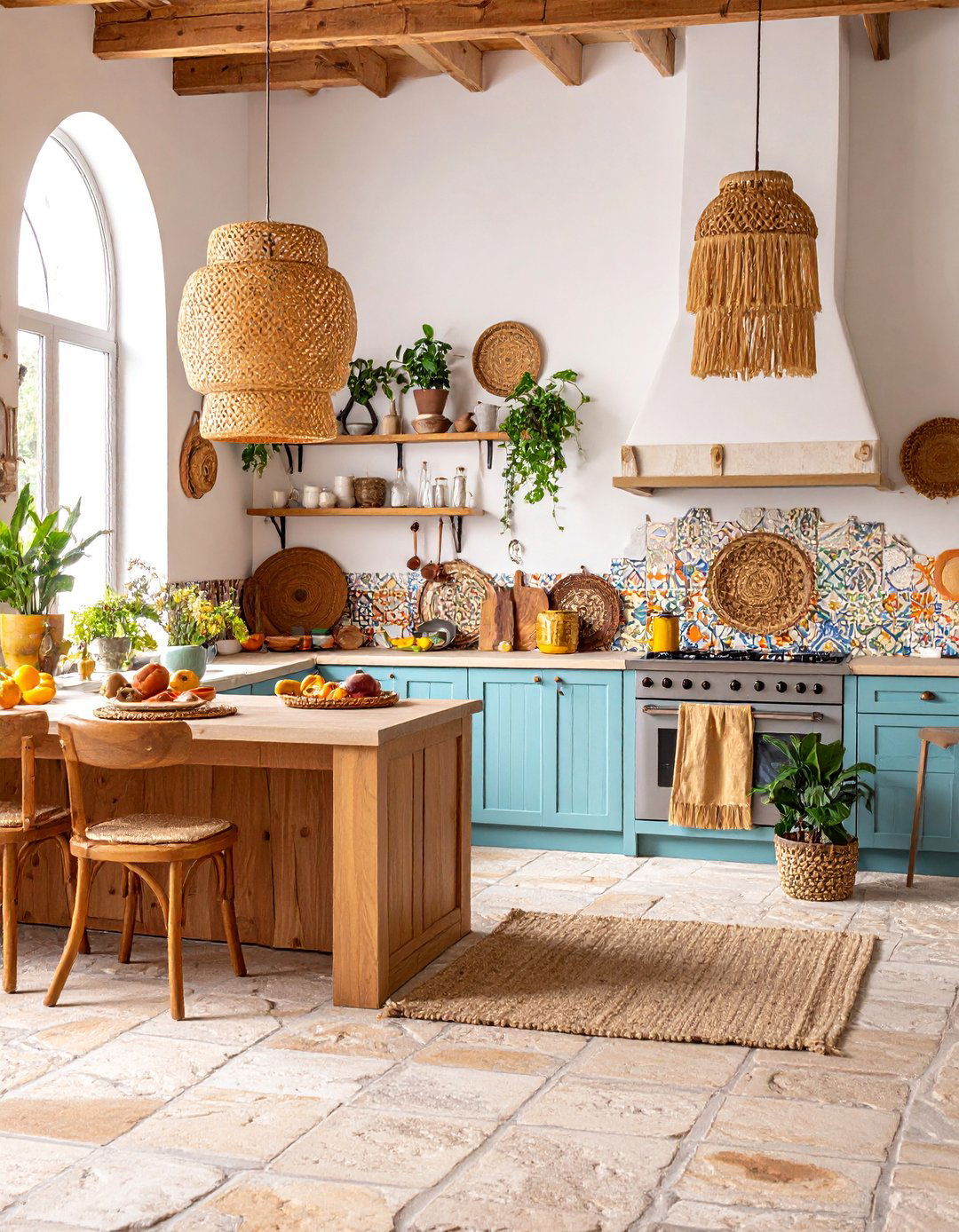 Eclectic Bohemian Travertine Floor Kitchen - 25 Travertine Floor Kitchen Ideas