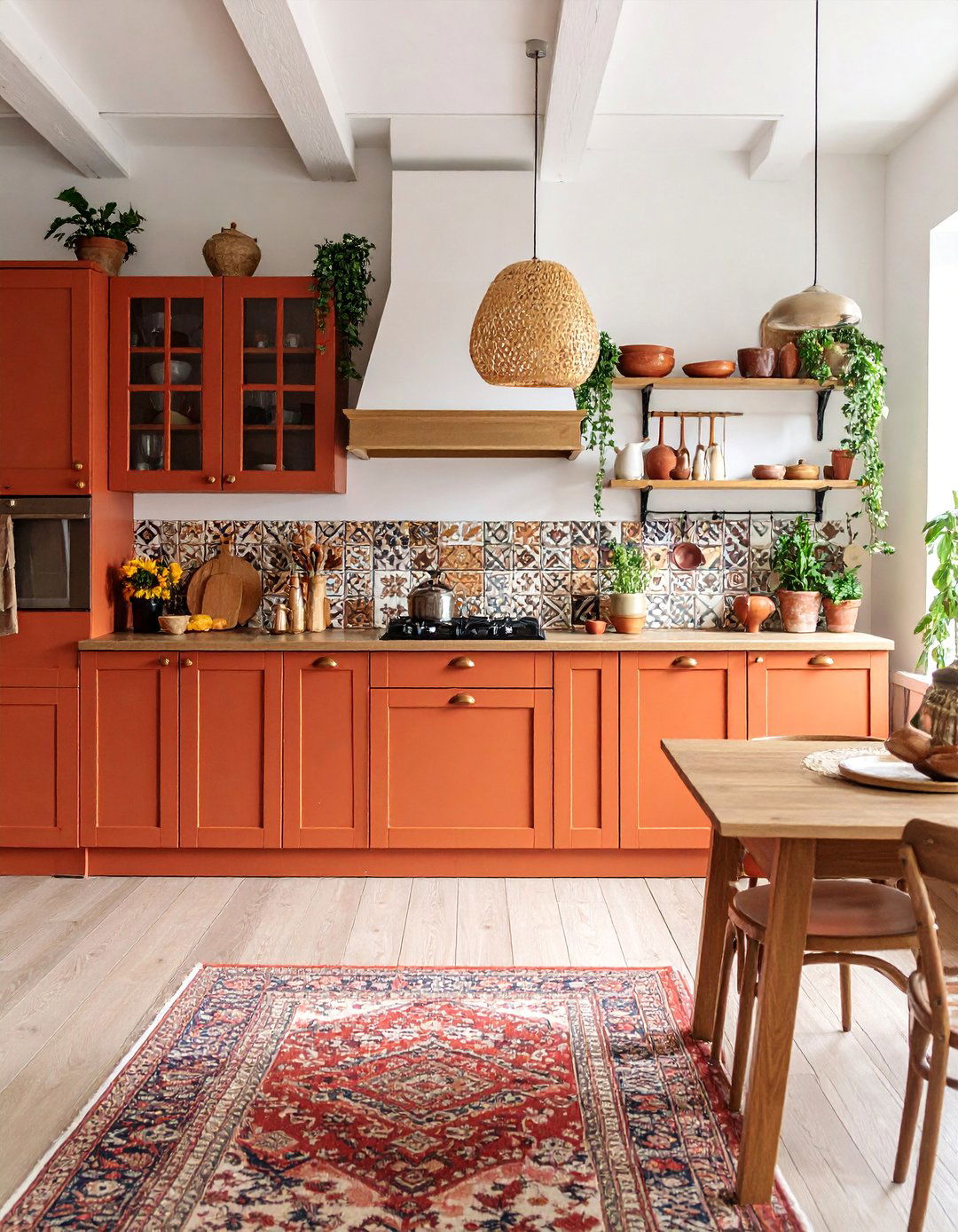 Eclectic Burnt Orange Kitchen with Global Influences - 25 Burnt Orange Kitchen Ideas
