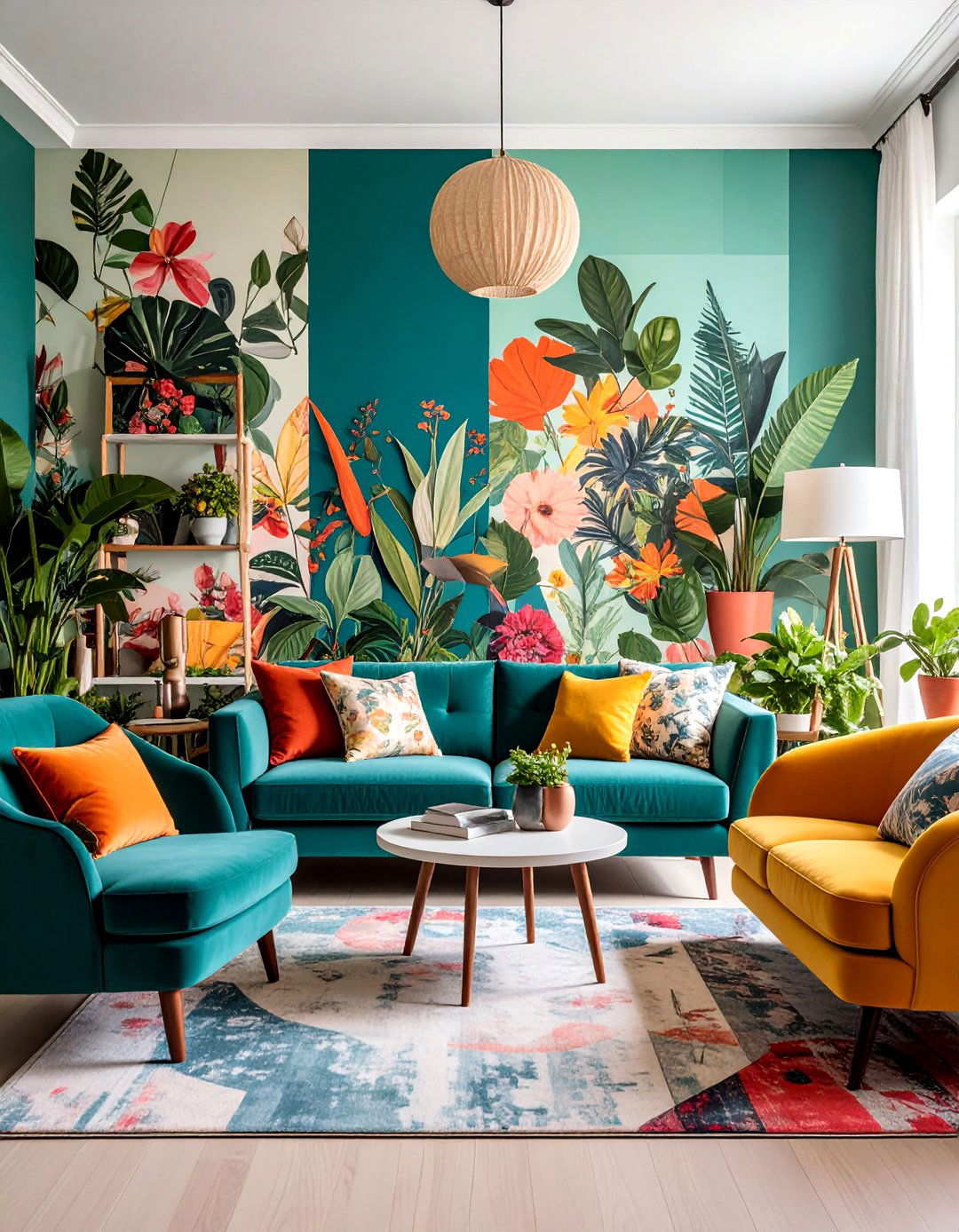 Eclectic Collage Style Mural Wallpaper - 25 Living Room Wallpaper Ideas