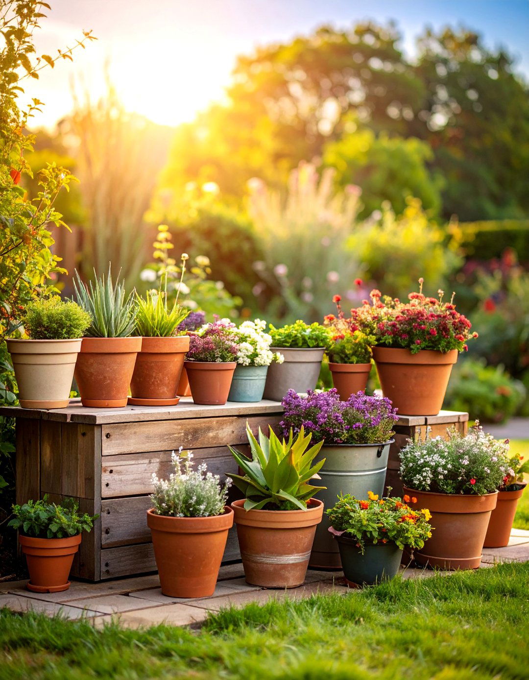 Eclectic Container Garden Collage - 25 Boho Garden Ideas