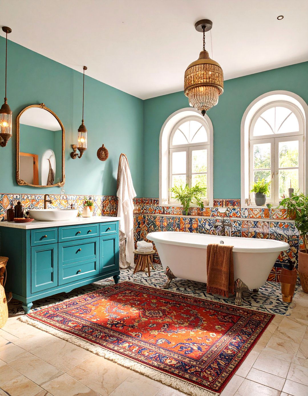 Eclectic Family Bathroom with Mixed Vintage Elements - 25 Family Bathroom Ideas