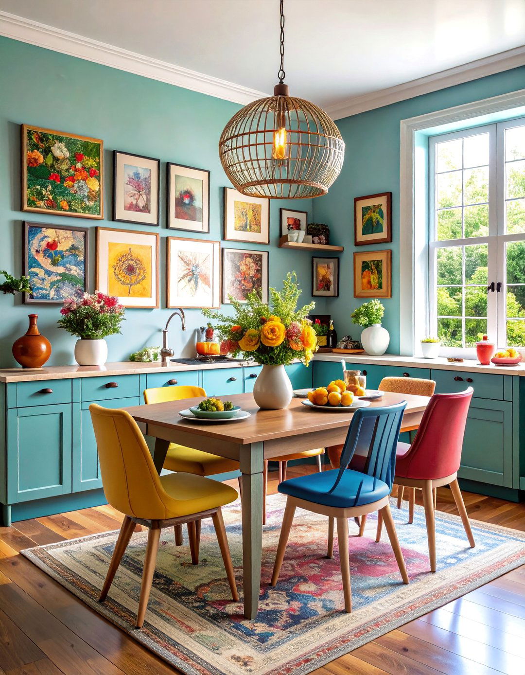 Eclectic Gallery Wall Breakfast Space - 25 Breakfast Nook Ideas