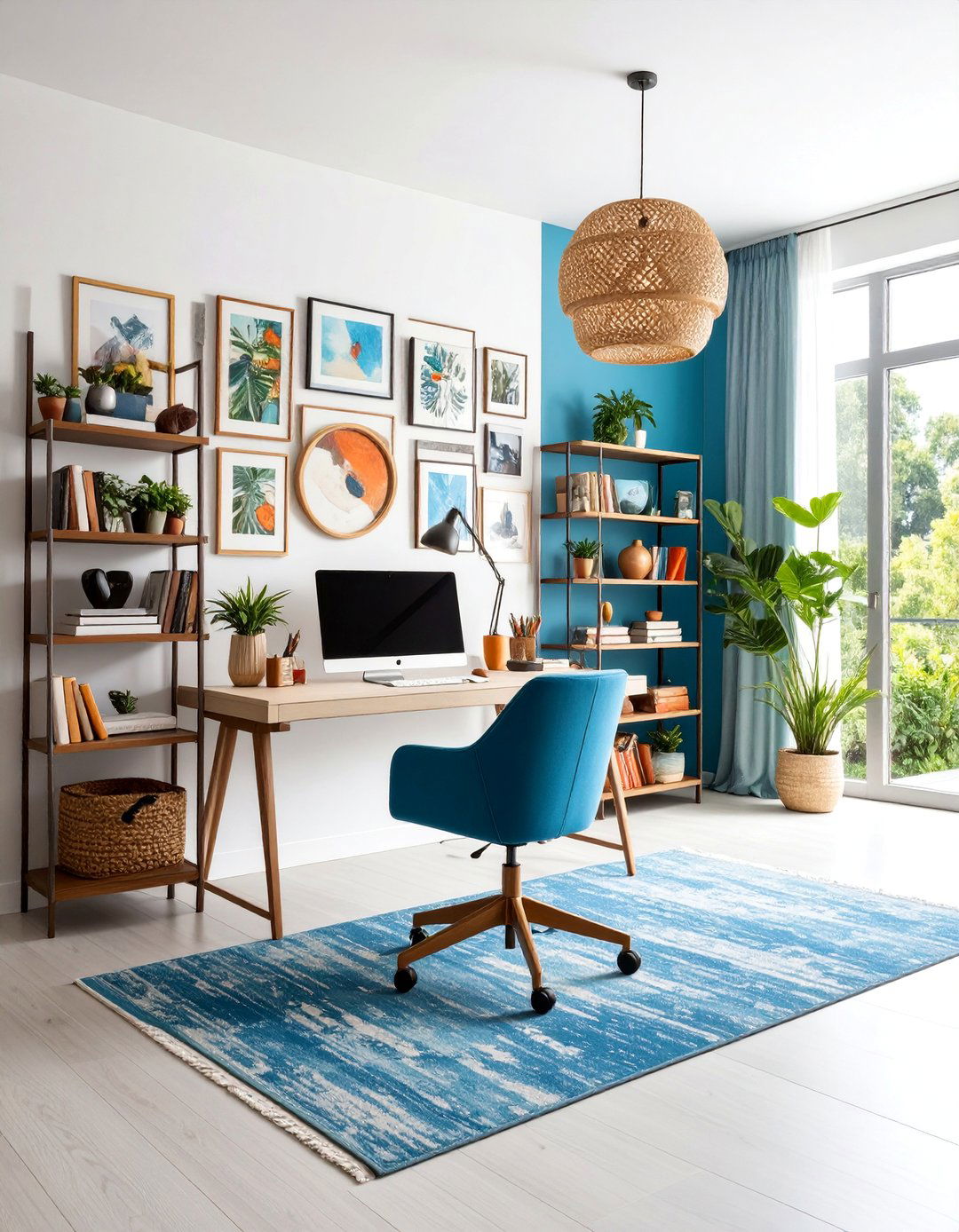 Eclectic Gallery Wall Home Office with Vintage and Modern Mix - 25 Home Office Decor Ideas