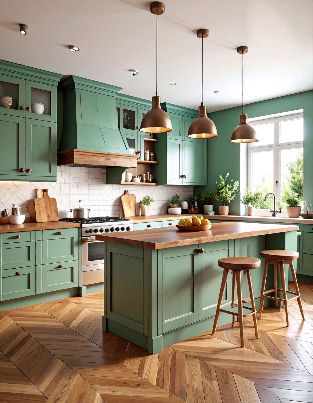 Eclectic Green and Brown Kitchen with Mixed Vintage Elements - 25 Green and Brown Kitchen Ideas