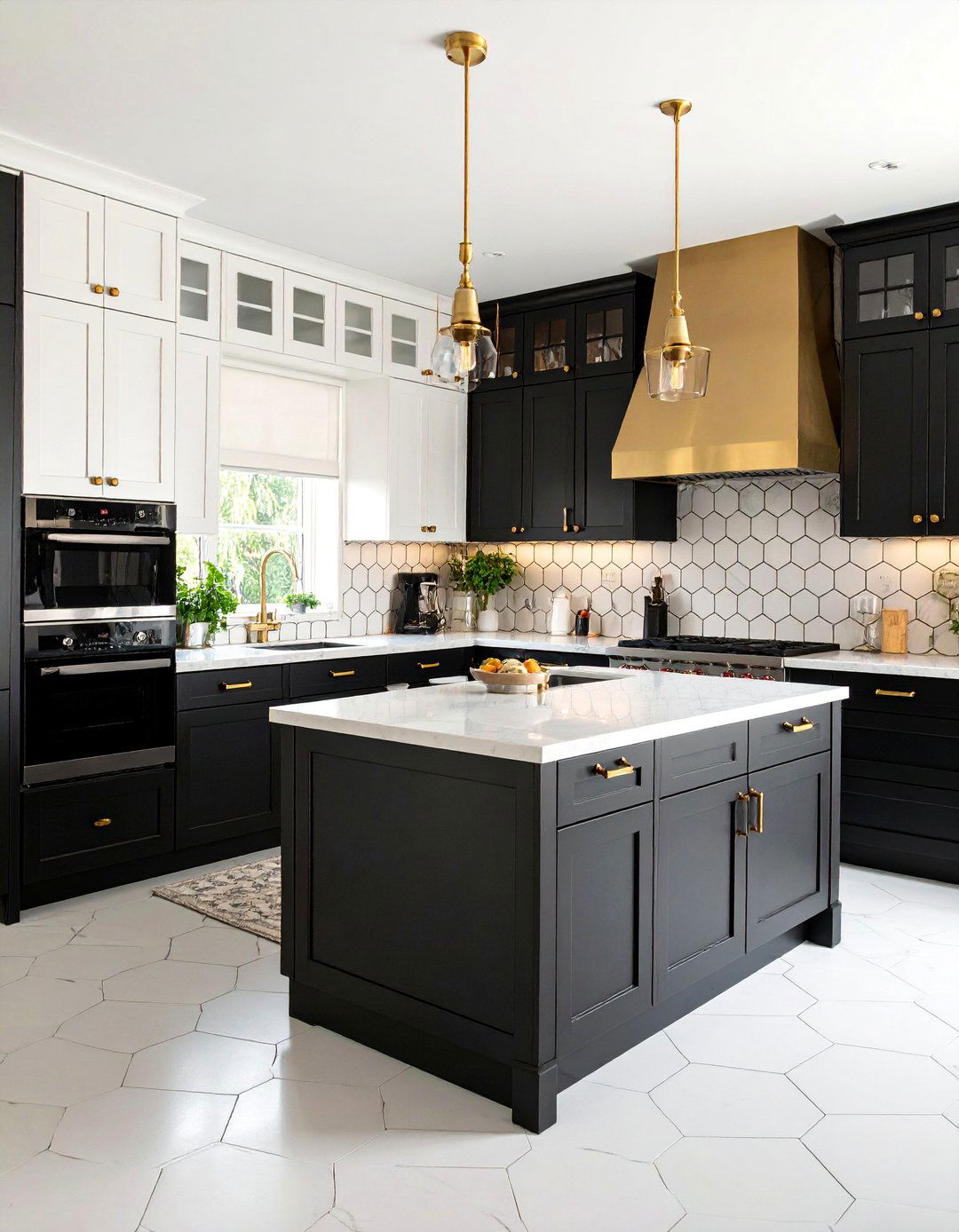 Eclectic Kitchen with Mixed Black and White Patterns - 25 Black and White Kitchen Ideas