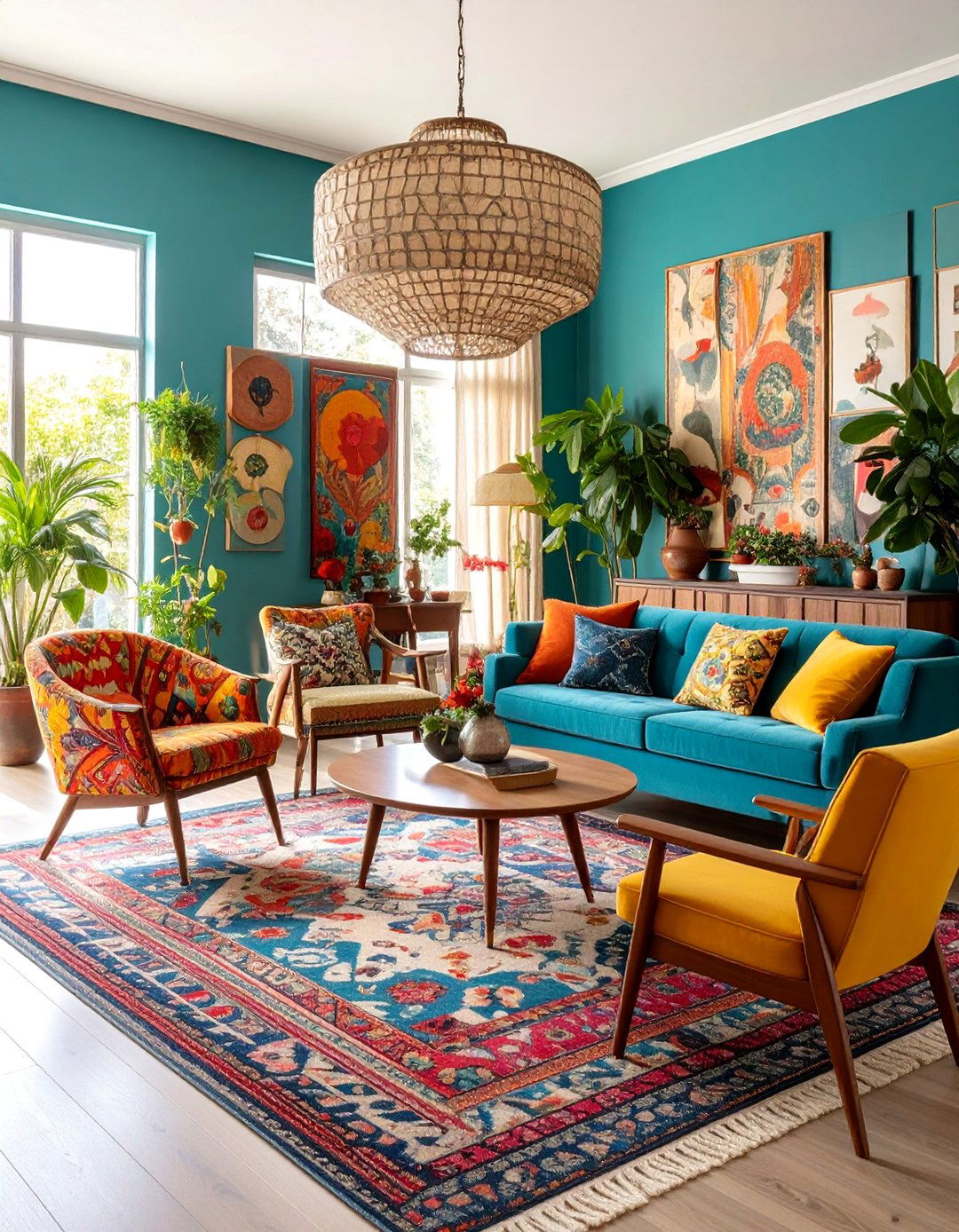Eclectic Living Room Dining Room Combo with Gallery Wall Features - 25 Living Room Dining Room Combos