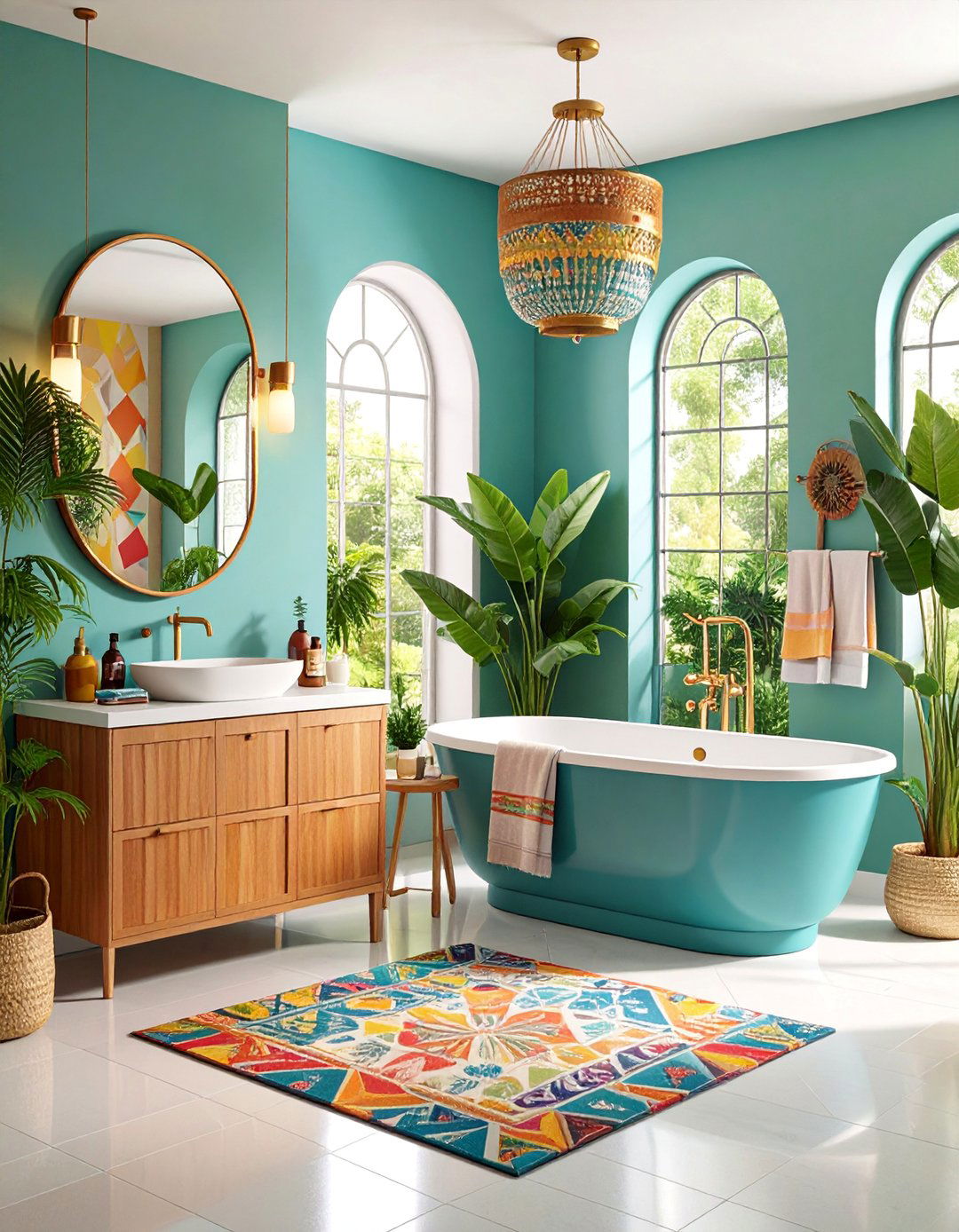 Eclectic Maximalist with Bold Patterns and Colors - 25 Primary Bathroom Ideas