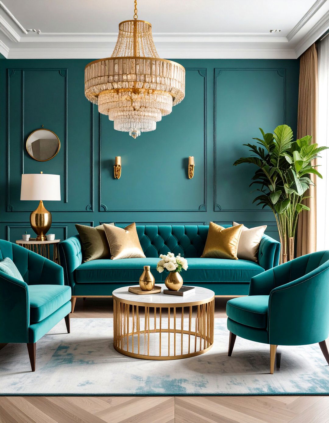 Eclectic Mix Emerald and Gold Living Room - 25 Emerald Green and Gold Living Room Ideas