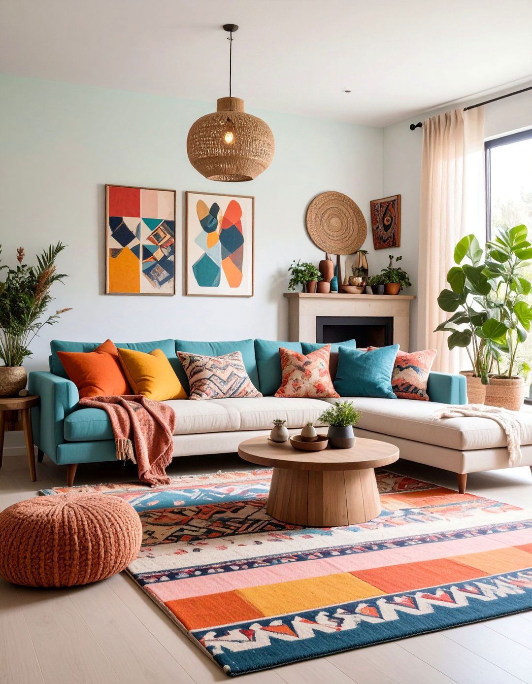 Eclectic Mix Sectional with Vintage Fireplace - 25 Living Room Ideas With Sectionals and Fireplace