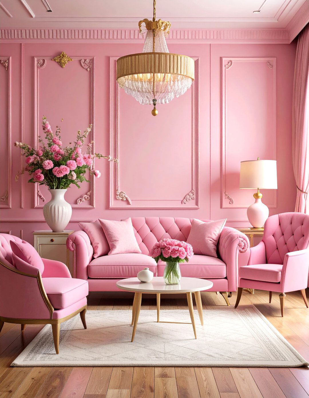 Eclectic Pink Living Room with Mixed Patterns - 25 Pink Living Room Ideas