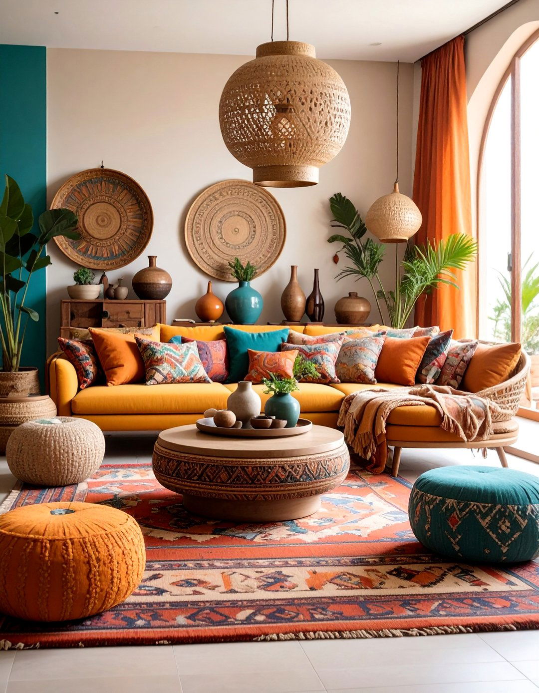 Eclectic Taupe Living Room with Global Influences - 25 Taupe Living Room Ideas