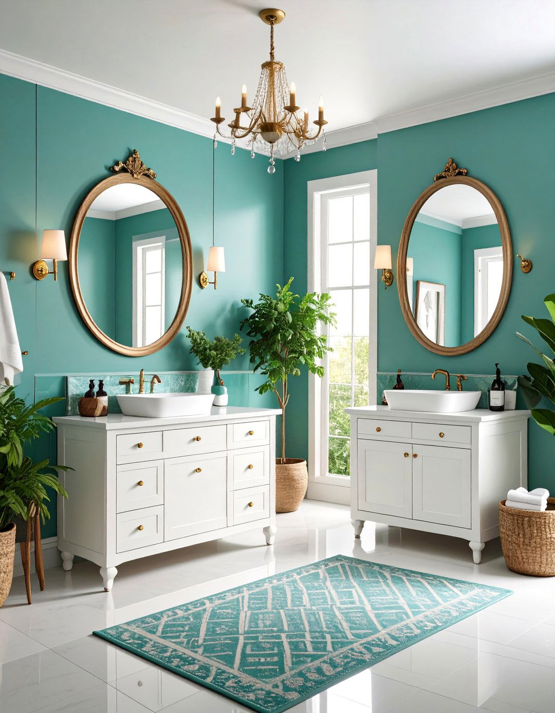 Eclectic Teal Mix and Match Bathroom - 25 Teal Bathroom Ideas