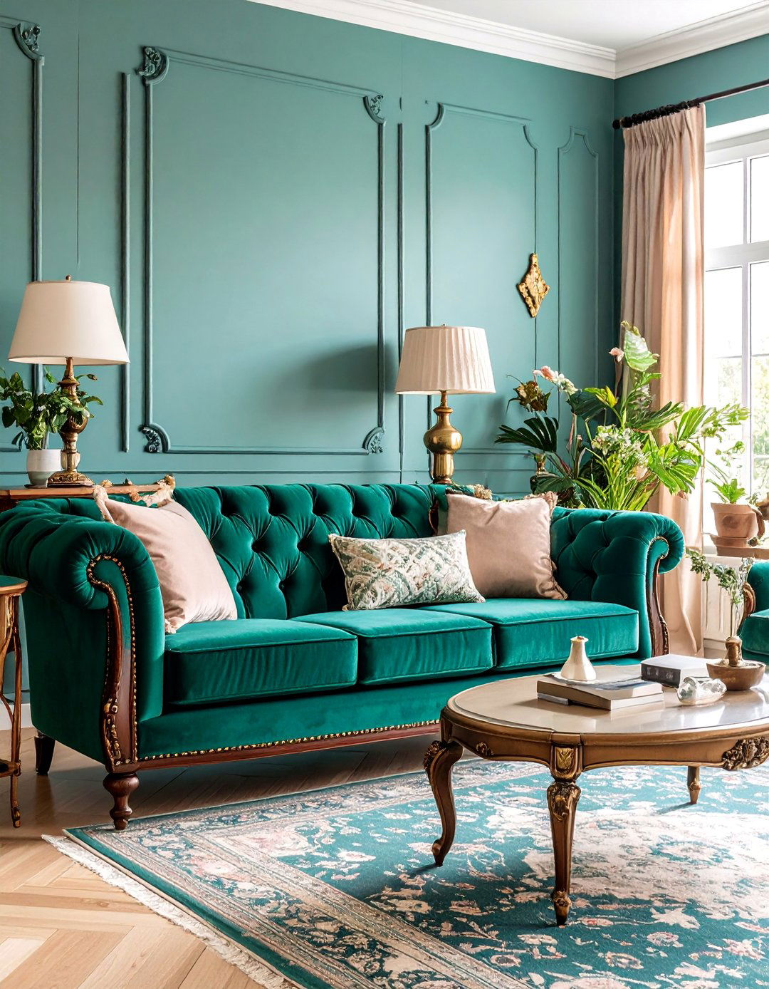 Eclectic Vintage Collector Paradise - 25 Emerald Green Sofa Living Room Ideas