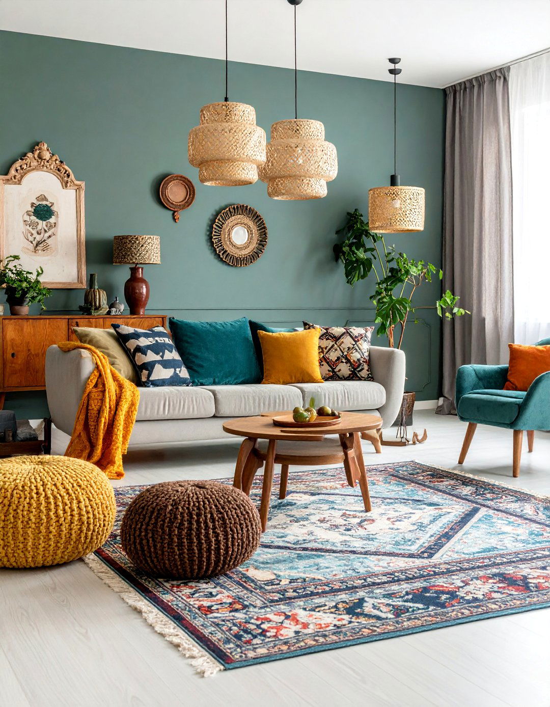 Eclectic Vintage Grey Living Room with Mixed Periods - 25 Grey Living Room With Dark Wood Floors