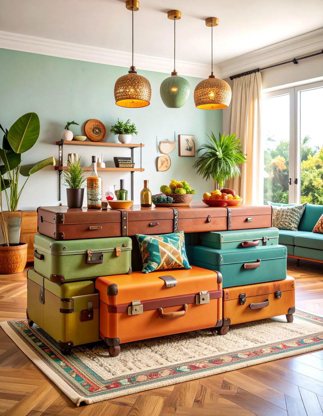 Eclectic Vintage Suitcase Mini Bar - 25 Mini Bar Ideas