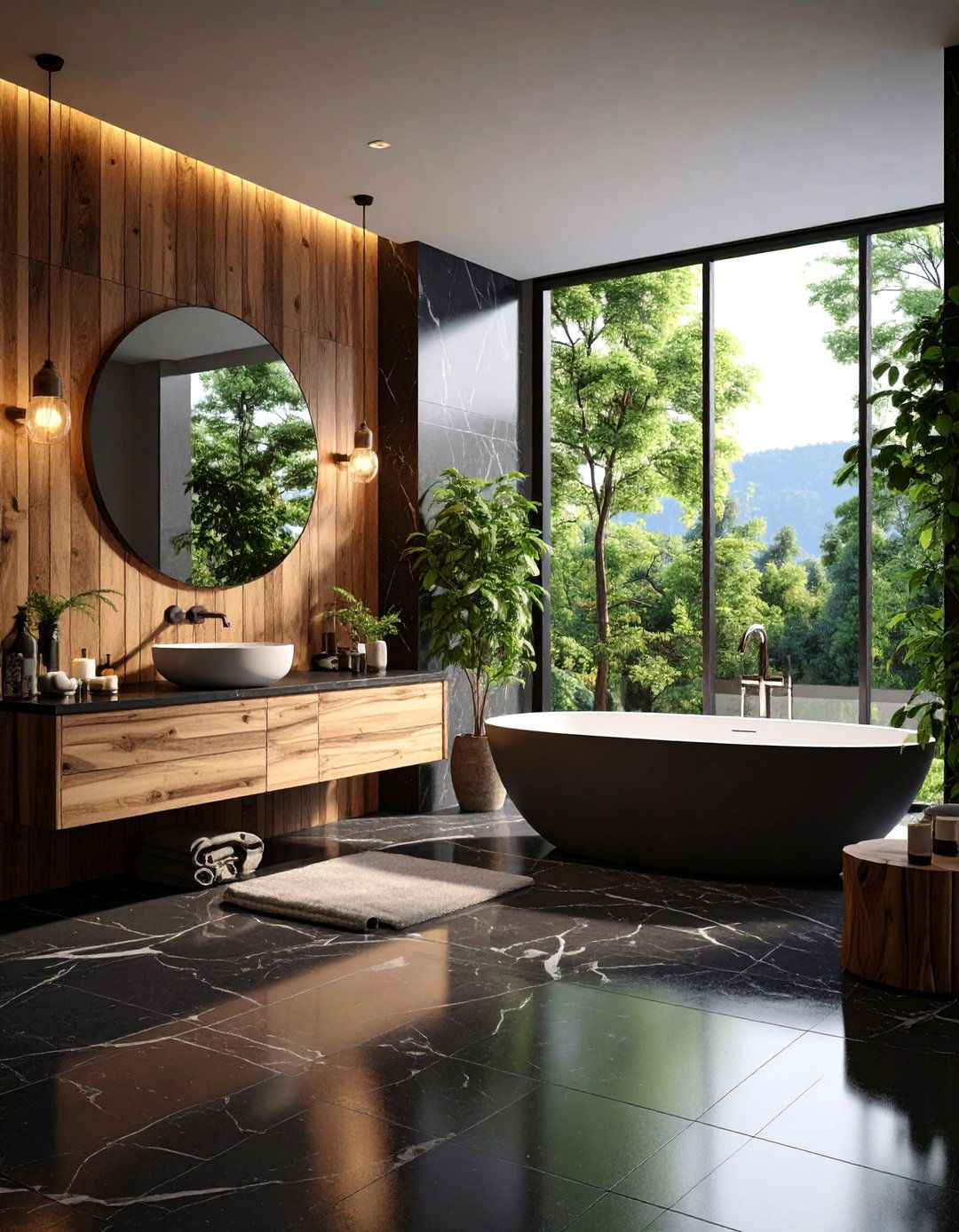 Eco Friendly Black Marble Bathroom with Sustainable Features - 25 Black Marble Bathrooms