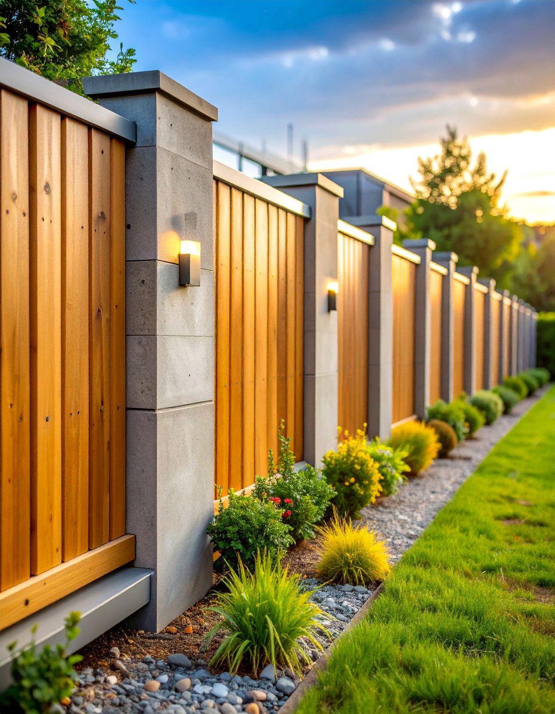 Eco Friendly Concrete Block Fence with Recycled Materials - 25 Concrete Block Fence Ideas