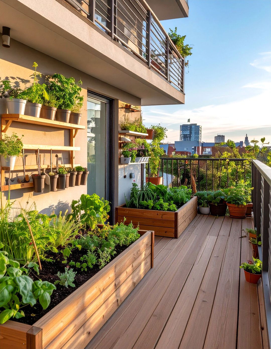 Edible Balcony Kitchen Garden with Herbs - 25 Balcony Ideas