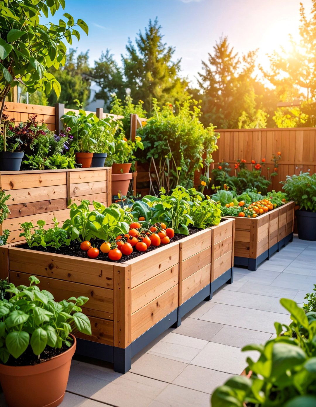 Edible Container Kitchen Garden with Fresh Vegetables - 25 Patio Plants