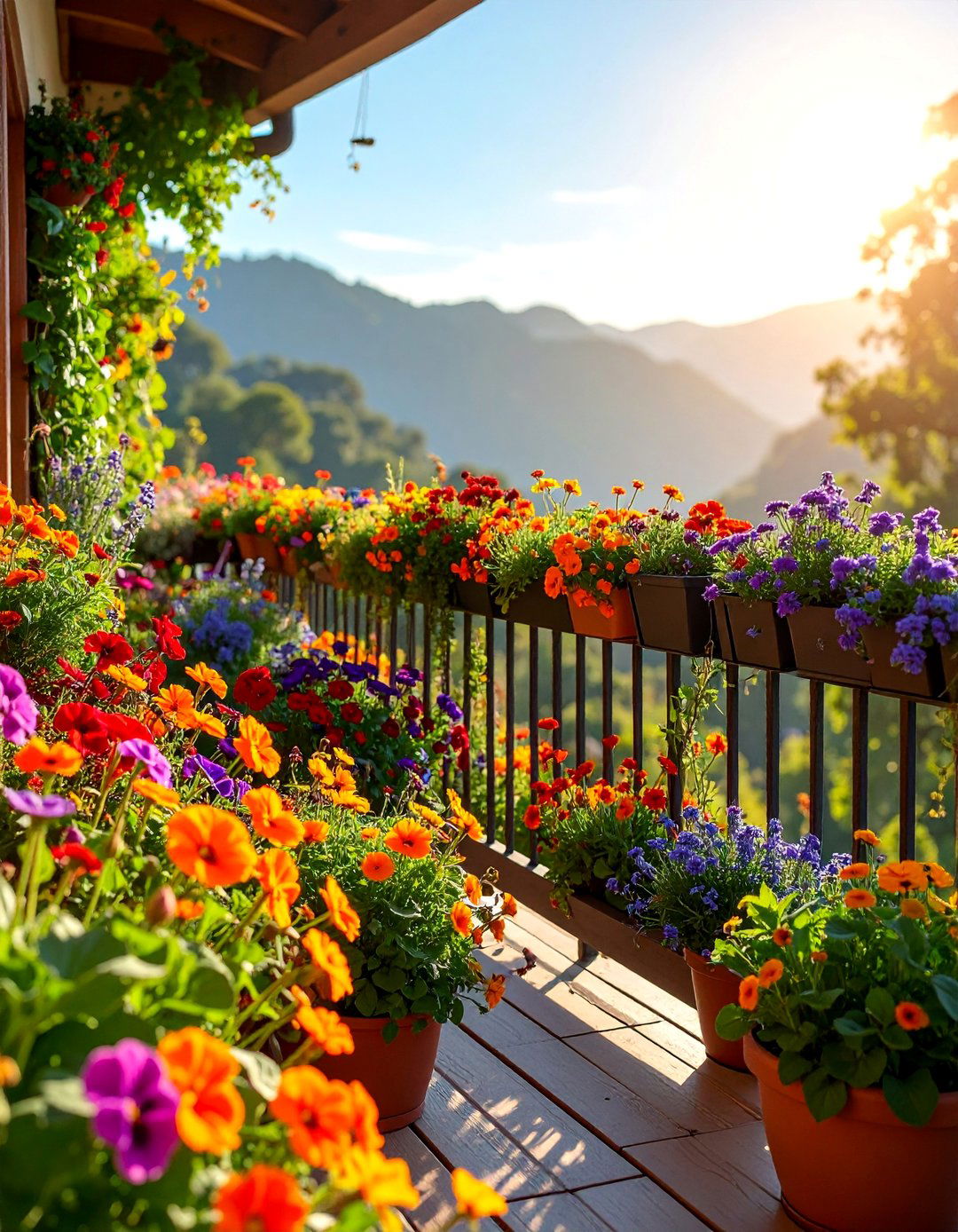 Edible Flower Garden Display - 25 Green Balcony Ideas