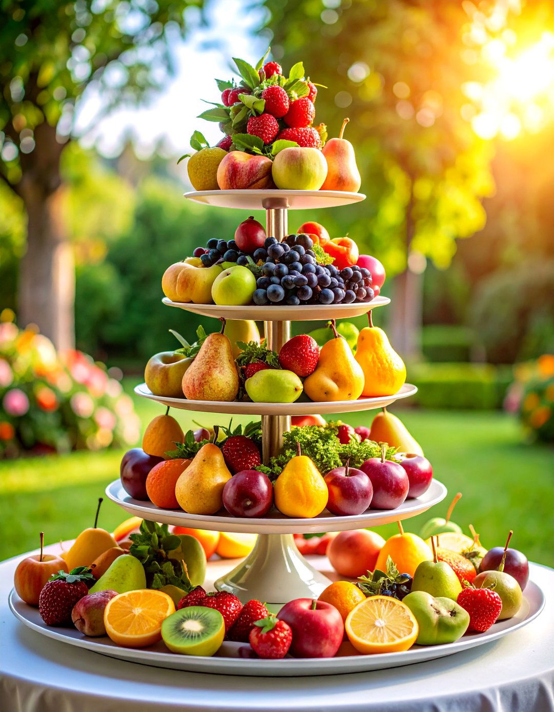 Edible Fruit Tower Centerpiece - 25 non-floral wedding centerpiece ideas