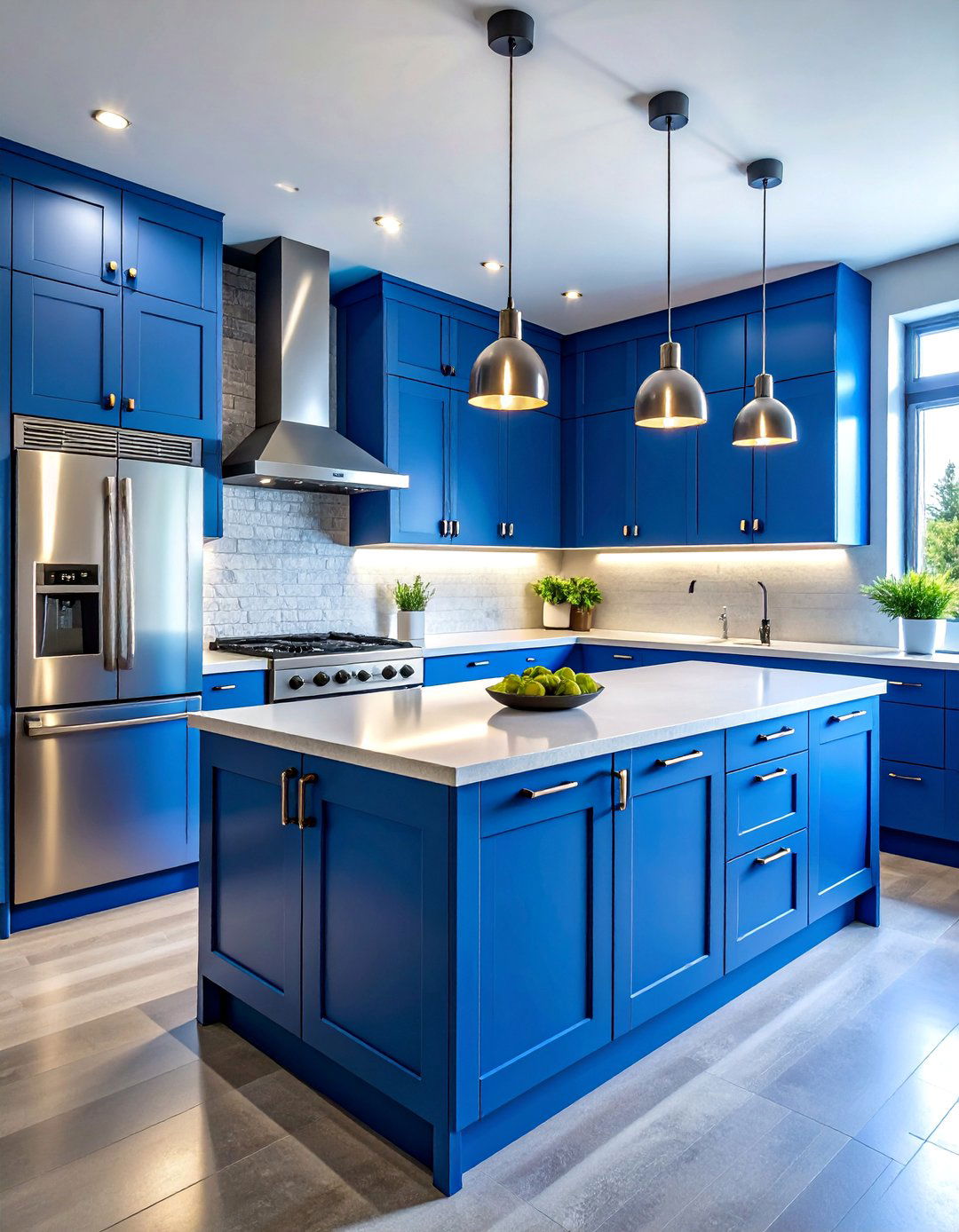 Electric Blue Kitchen with Stainless Steel Details - 25 Colorful Kitchen Ideas