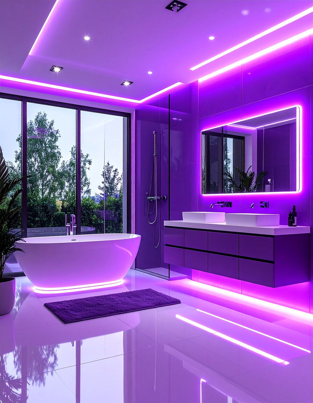 Electric Purple and Chrome Futuristic Bathroom - 25 Colorful Bathroom Ideas