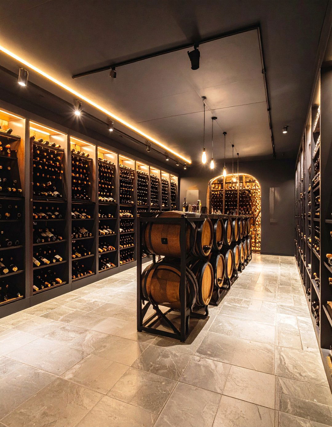 Elegant Black Basement Wine Cellar - 25 black basement ideas