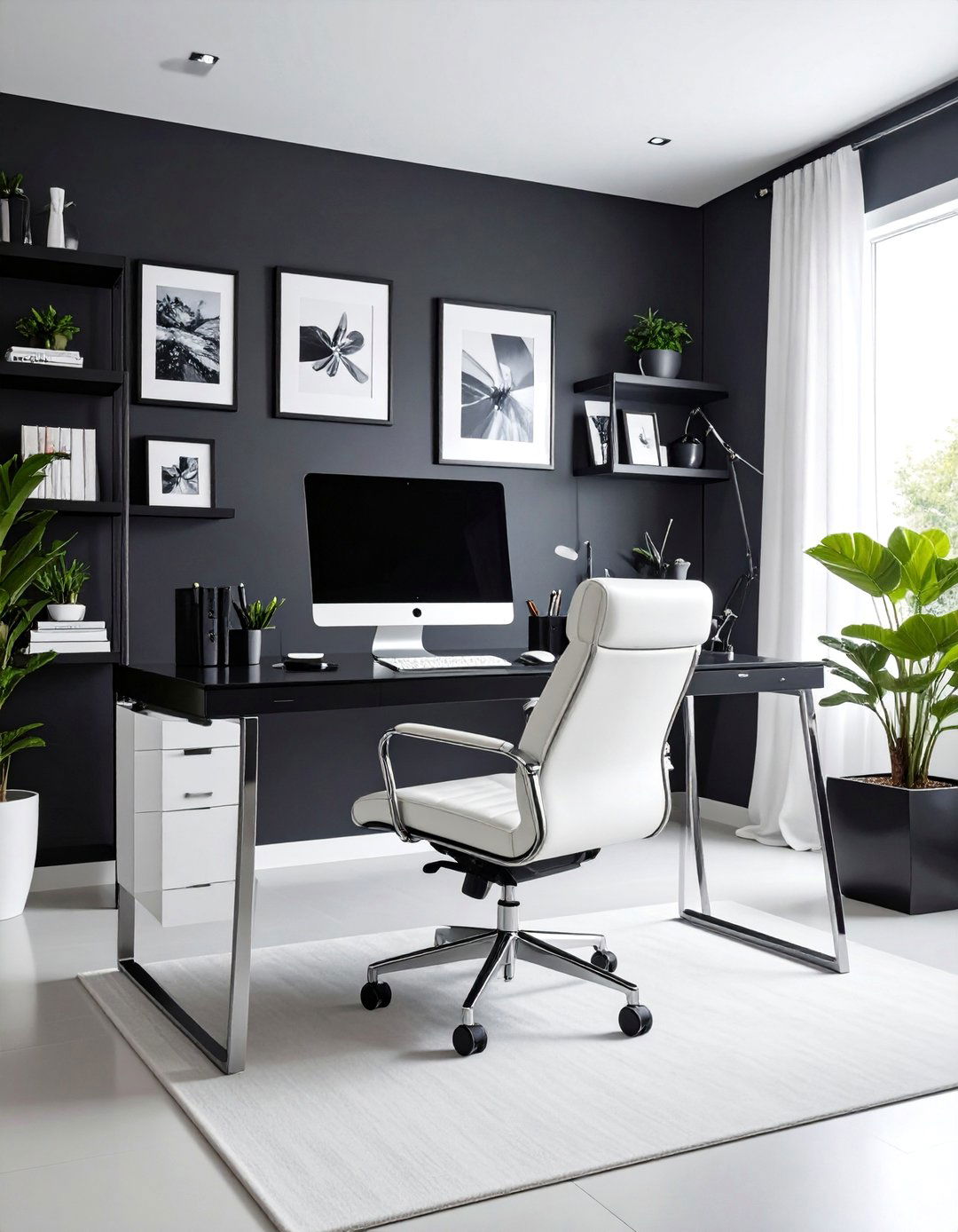 Elegant Black and White Office - 25 Home Office Ideas for Her