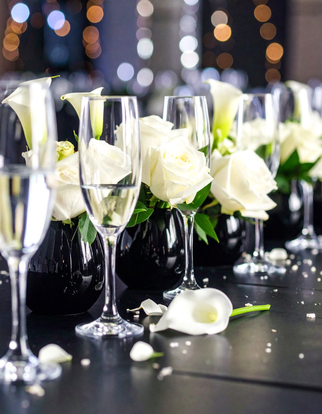 Elegant Black and White Sophistication - 25 Bud Vase Wedding Centerpiece Ideas