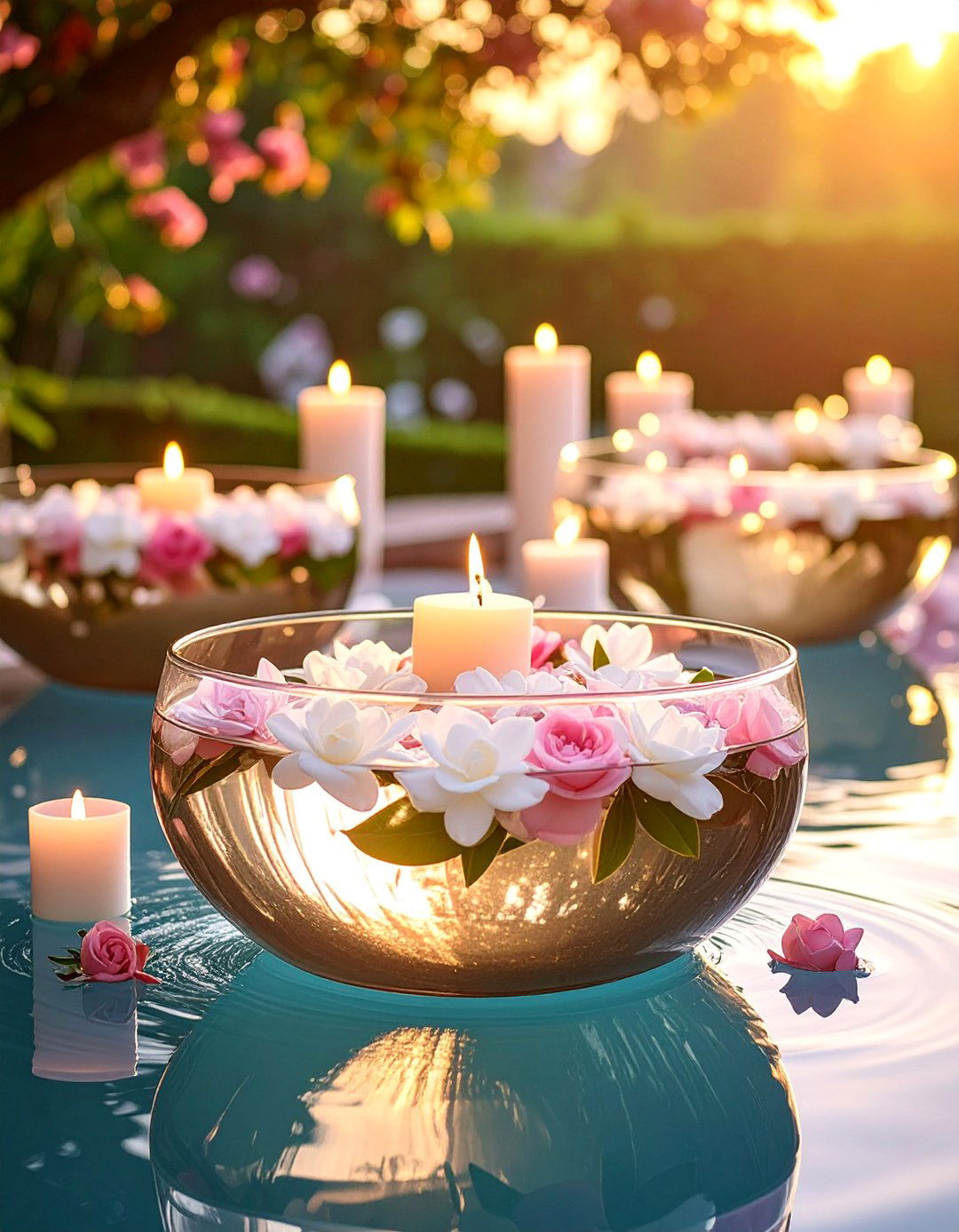 Elegant Bowl Floating Centerpiece with Gardenia Blooms - 25 Floating Wedding Centerpiece Ideas