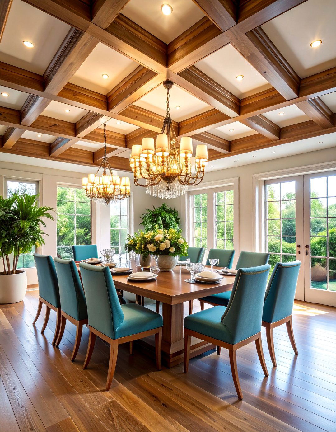 Elegant Coffered Ceiling Treatment - 25 Wall Molding Ideas
