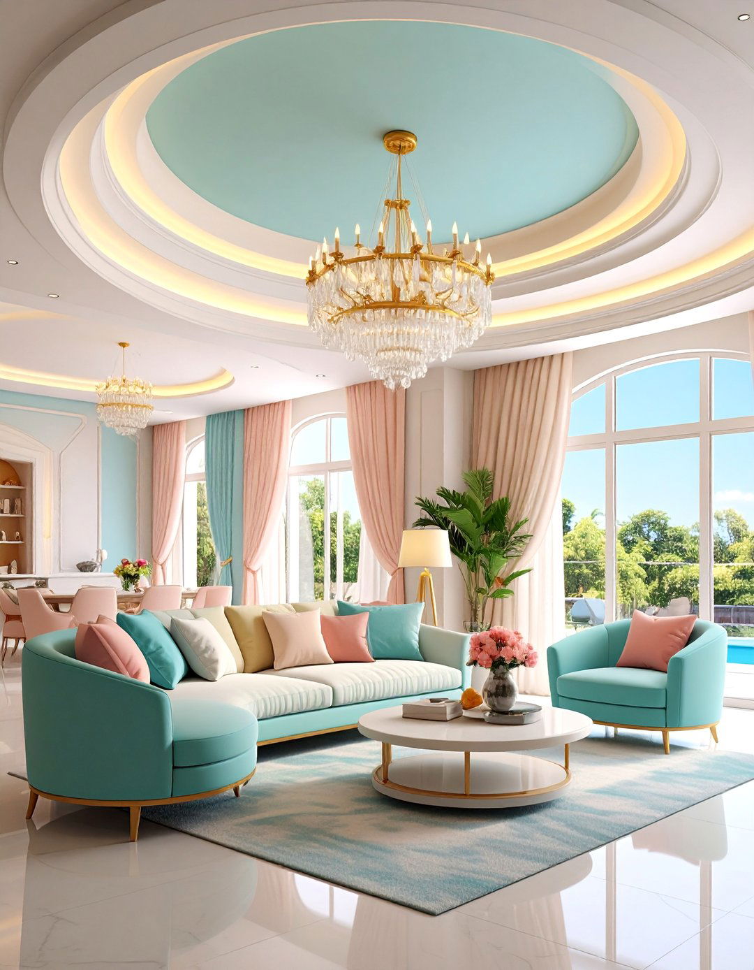 Elegant Curved Cove Ceiling - 25 Living Room Ceiling Ideas