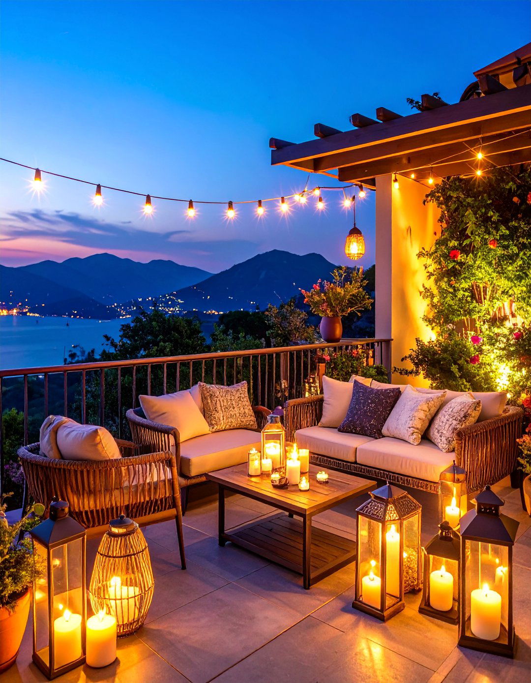 Elegant Evening Balcony with Candlelight and Sophisticated Entertaining - 25 French Balcony Ideas