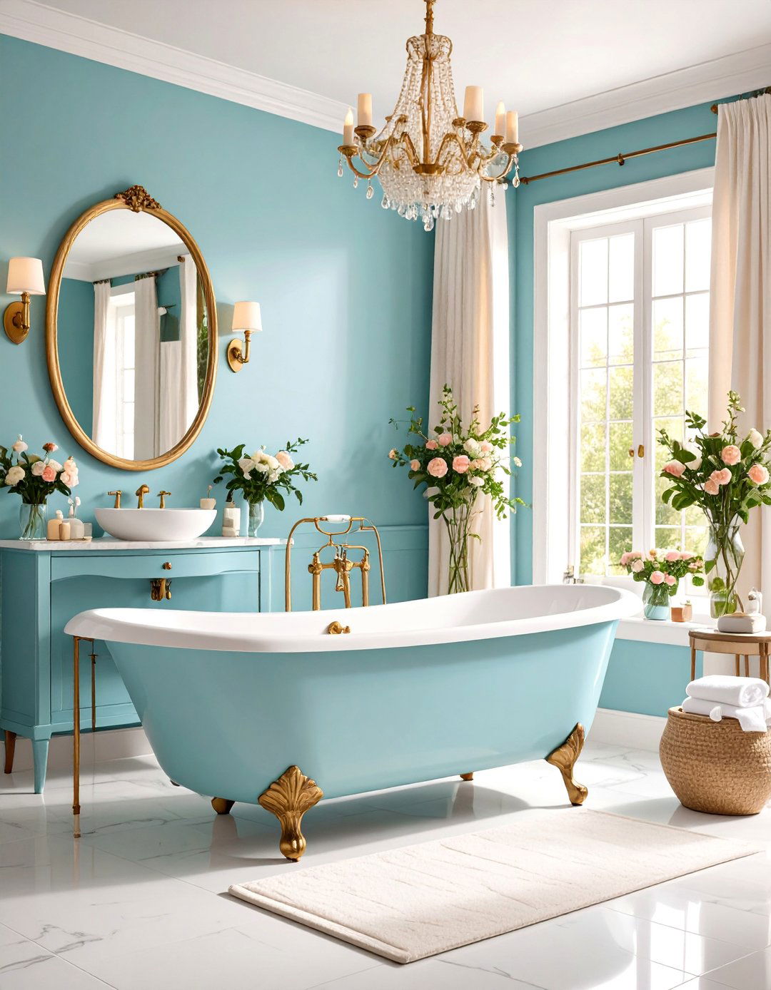 Elegant Guest Bathroom with Vintage Details - 25 Nancy Meyers Interior Design Ideas