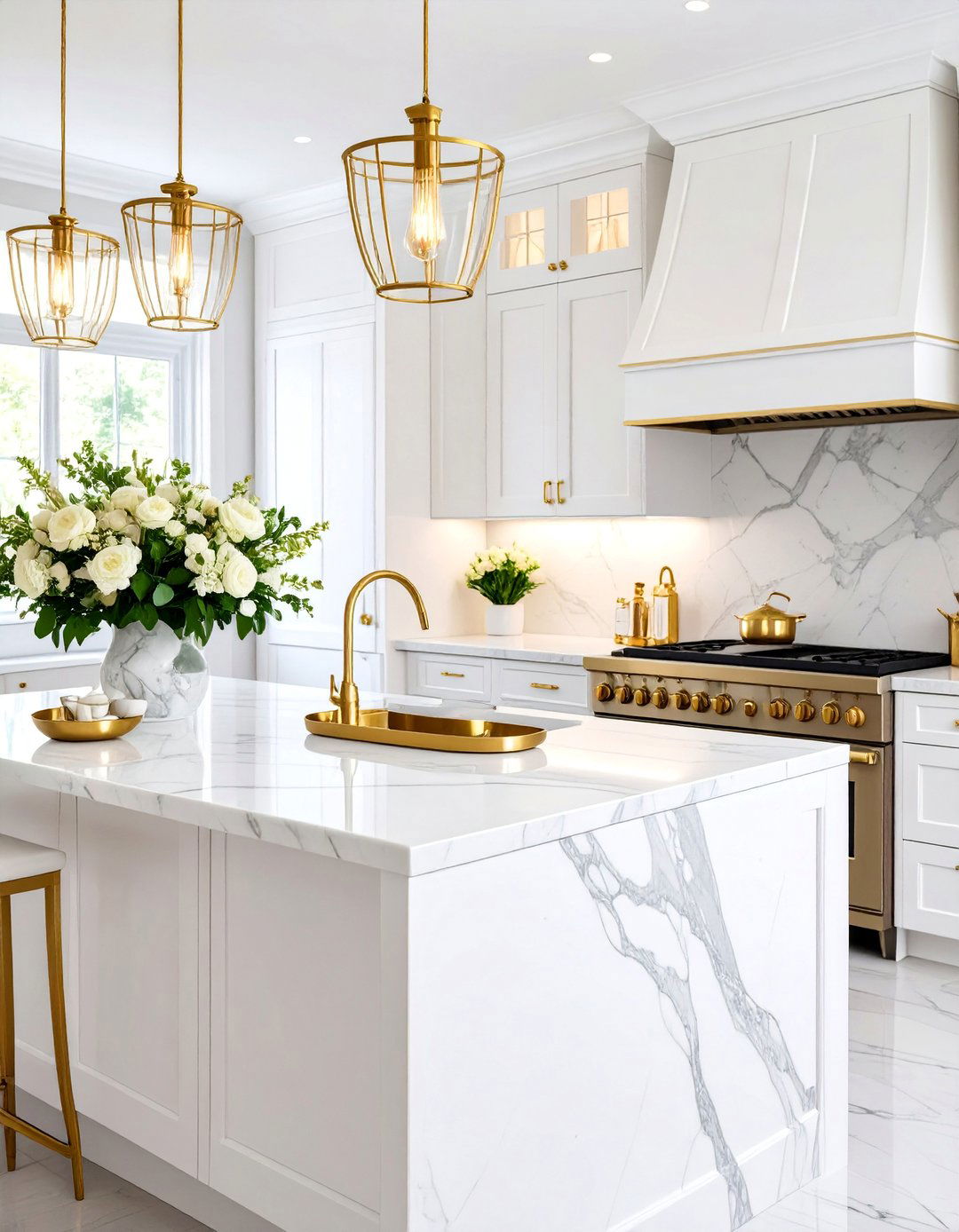 Elegant Marble and Gold Accent Theme - 25 Kitchen Counter Decor Ideas