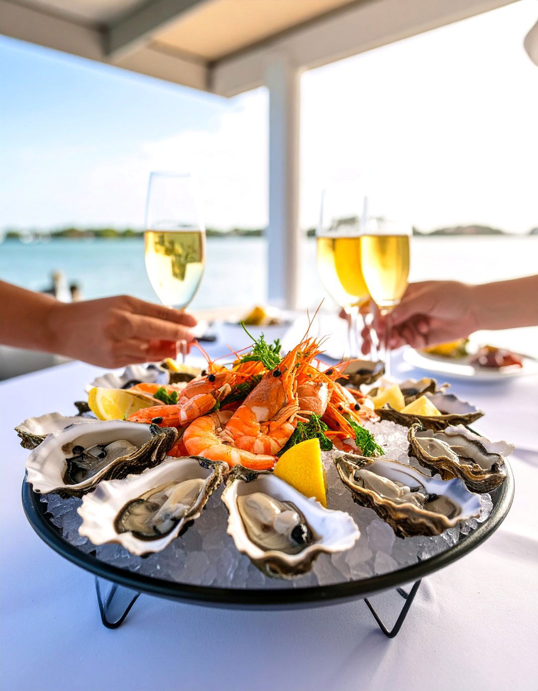 Elegant Seafood Raw Bar with Champagne Pairings - 25 Wedding Buffet Ideas