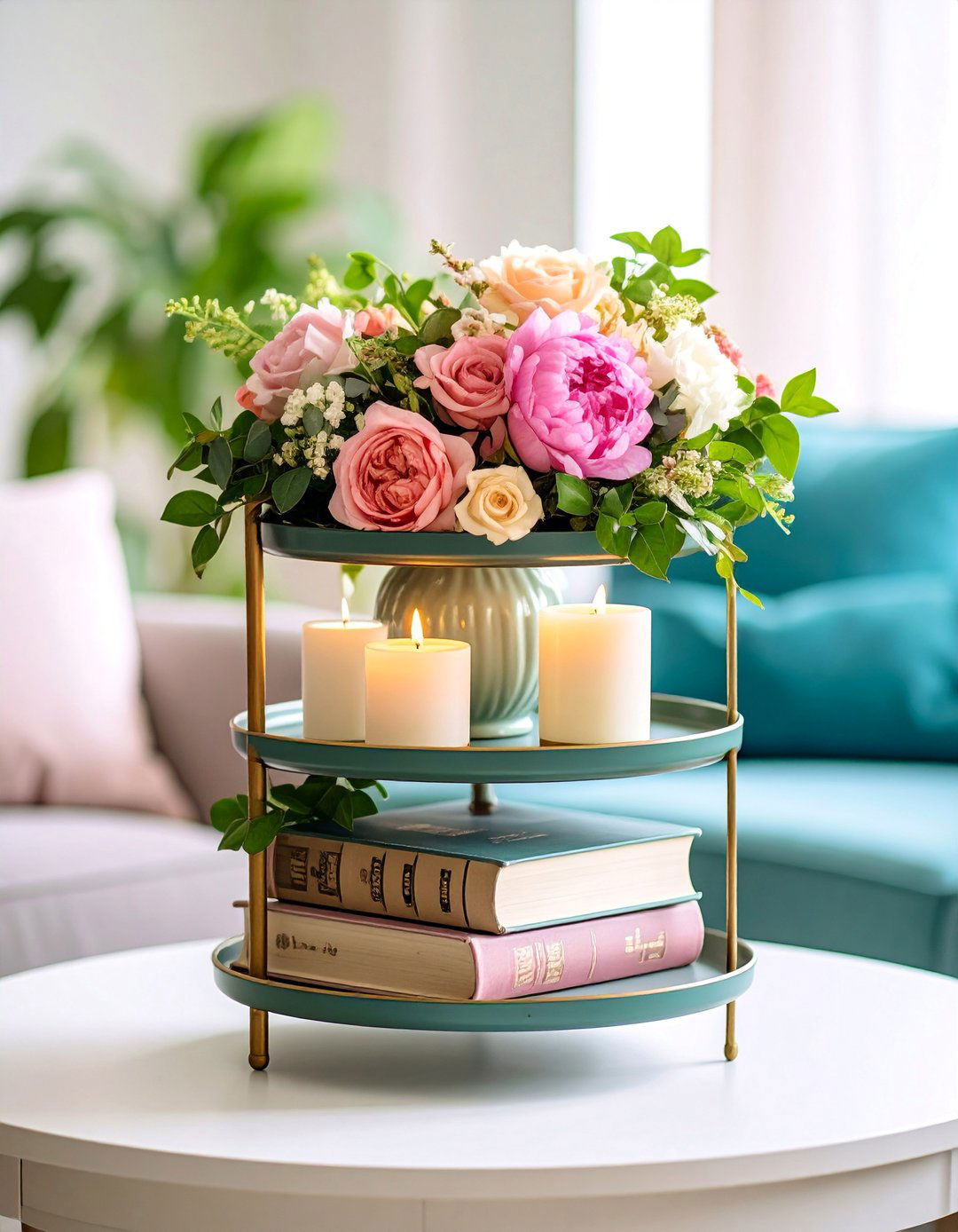 Elegant Tiered Stand Presentation - 25 Coffee Table Centerpiece Ideas